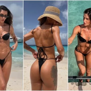 Aline Gotschalg sensualiza de biquíni: ‘Dando um Bundia’; Fernando Medeiros reage