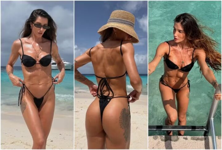 Aline Gotschalg sensualiza de biquíni: ‘Dando um Bundia’; Fernando Medeiros reage