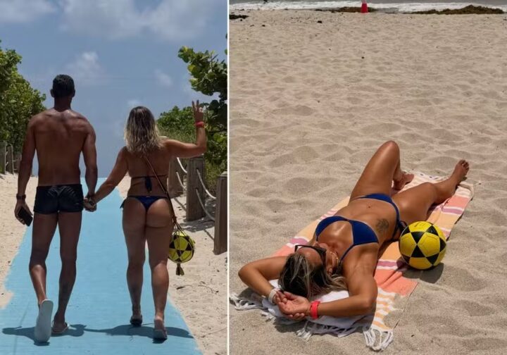 Ex de Ronaldo Fenômeno, Milene Dominggues curte férias com namorado, também ex-jogador