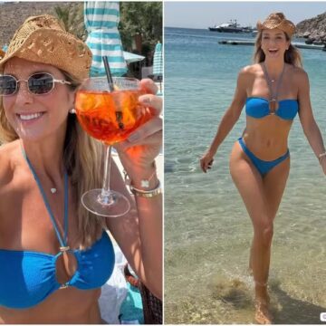 Aos 50 anos, Ticiane Pinheiro exibe shape em dia de praia na ilha de Mykonos com Rafa Justus