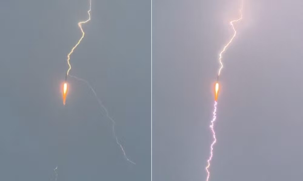 Vídeo mostra momento em que raio atinge foguete durante decolagem na China; assista