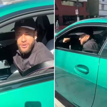 Antes de brilhar em jogo, Neymar dirige carrão de R$ 1 milhão pelas ruas de Santos