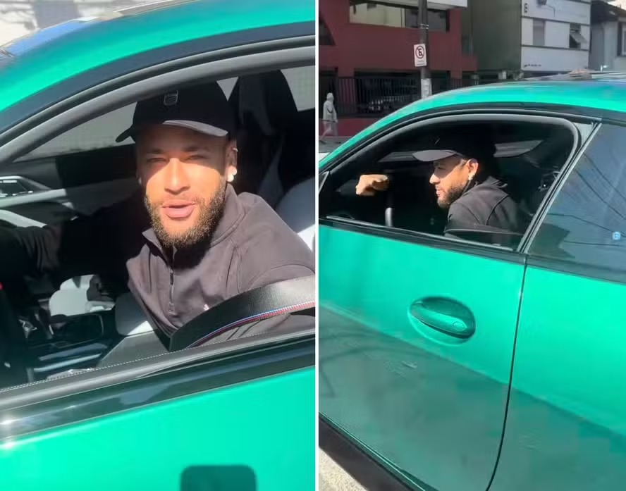 Antes de brilhar em jogo, Neymar dirige carrão de R$ 1 milhão pelas ruas de Santos