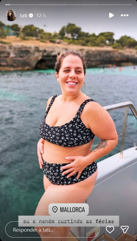 Tati Machado exibe barriga de grávida durante férias na Espanha: “Eu e neném curtindo”