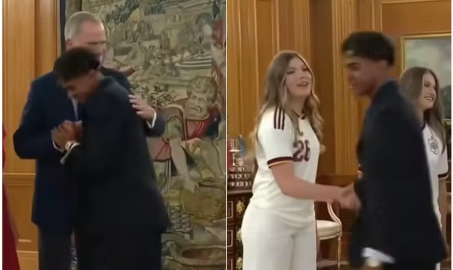 Cumprimento de Lamine Yamal à princesa Sofia repercute após recepção da seleção da Espanha