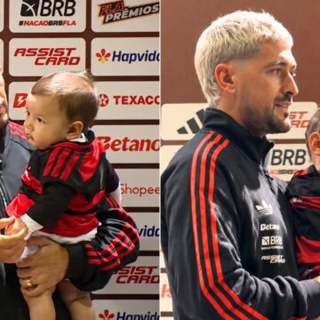 Filho de Arrascaeta, Milano rouba a cena em anúncio de bustos no Flamengo