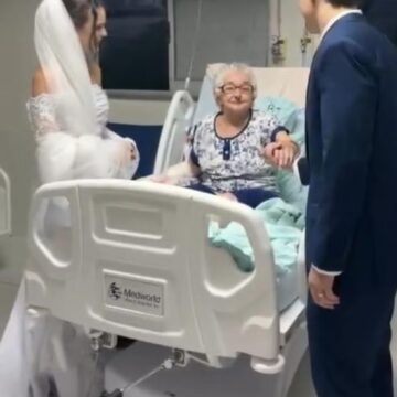 Noiva sai da igreja para visitar avó internada em hospital após casamento em MG; assista
