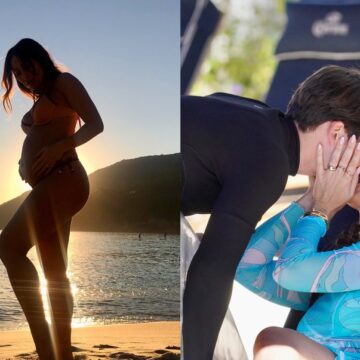 Grávida, Sabrina Sato exibe barriguinha e troca beijo apaixonado com Nicolas Prattes; veja