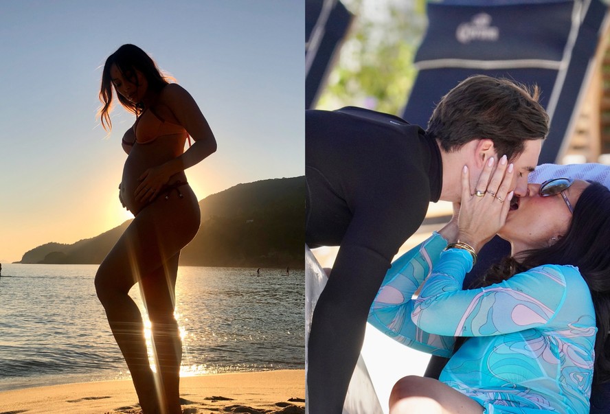 Grávida, Sabrina Sato exibe barriguinha e troca beijo apaixonado com Nicolas Prattes; veja