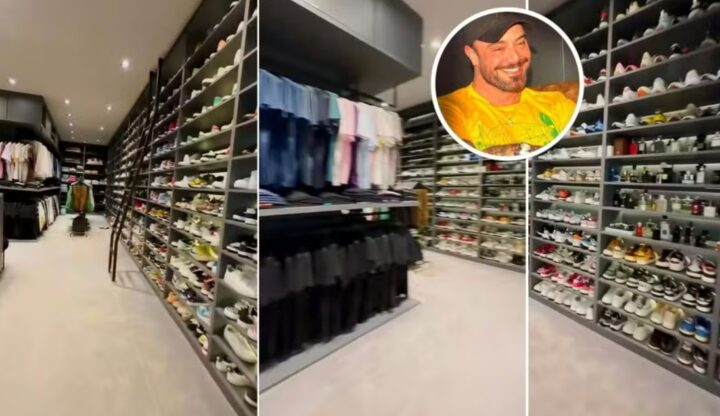 Parece uma loja! Closet de Felipe Titto impressiona com mais de 500 pares de tênis
