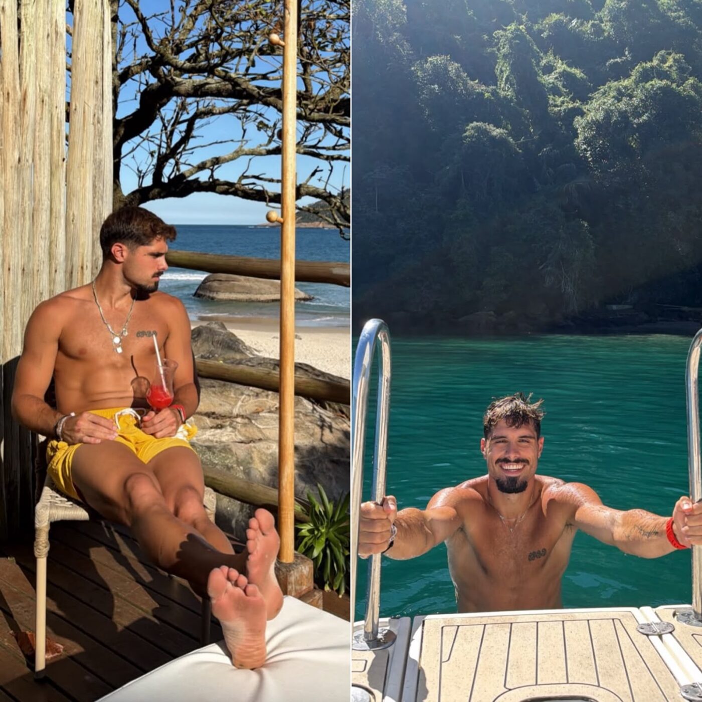 Após temporada na Bahia, galã da Copa Pedro Neto curte férias no Rio de Janeiro com a namorada