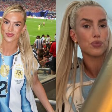 Namorada de zagueiro argentino mostra presente dado por Messi