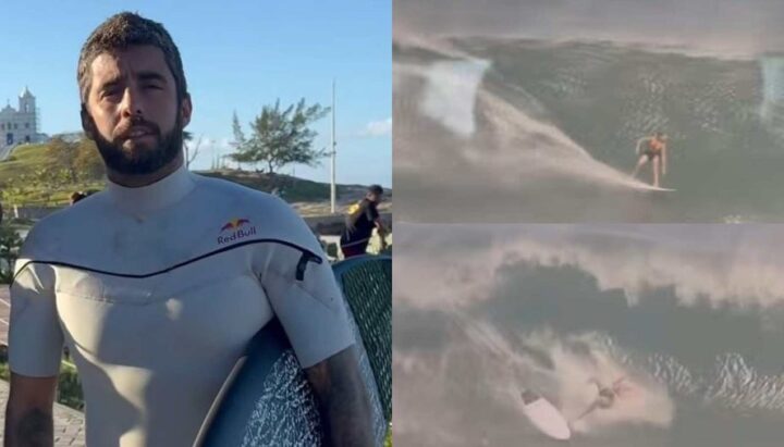 Aos 10 anos, filho de Pedro Scooby impressiona ao encarar onda durante surfe: ‘Muito brabo’