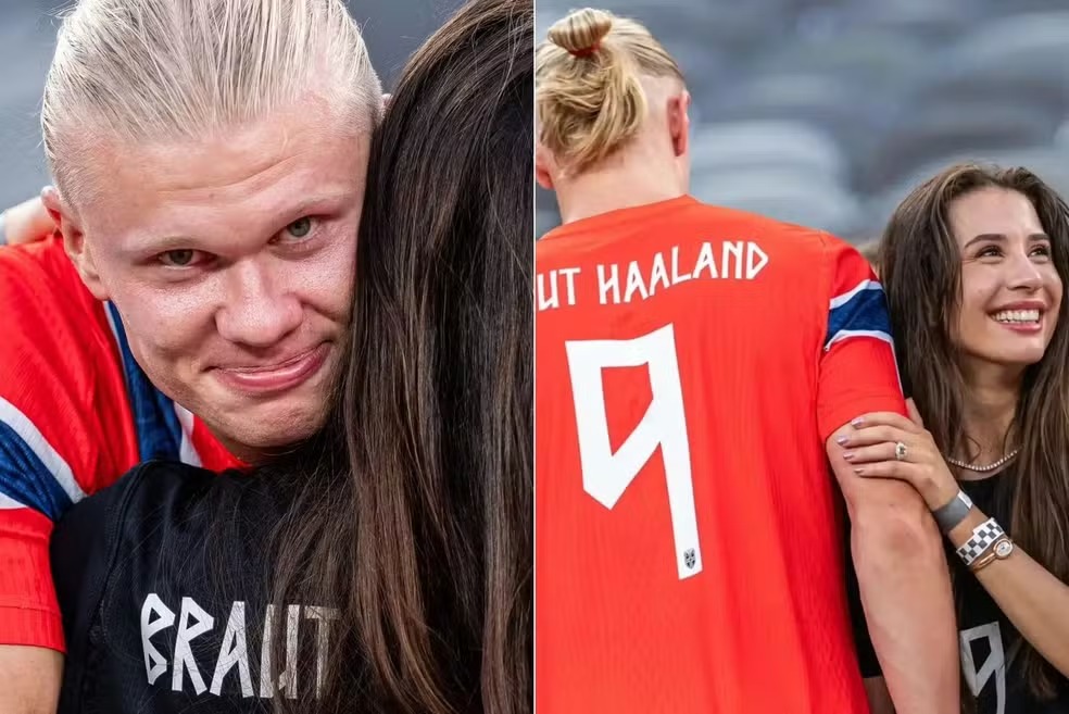 Brasileiros invadem perfil da namorada de Haaland após eliminação do Brasil: “Lindinhos”