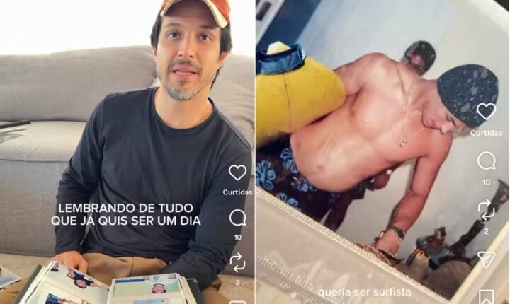 Romulo Estrela abre álbum de fotos da infância e relembra sonho de ser surfista