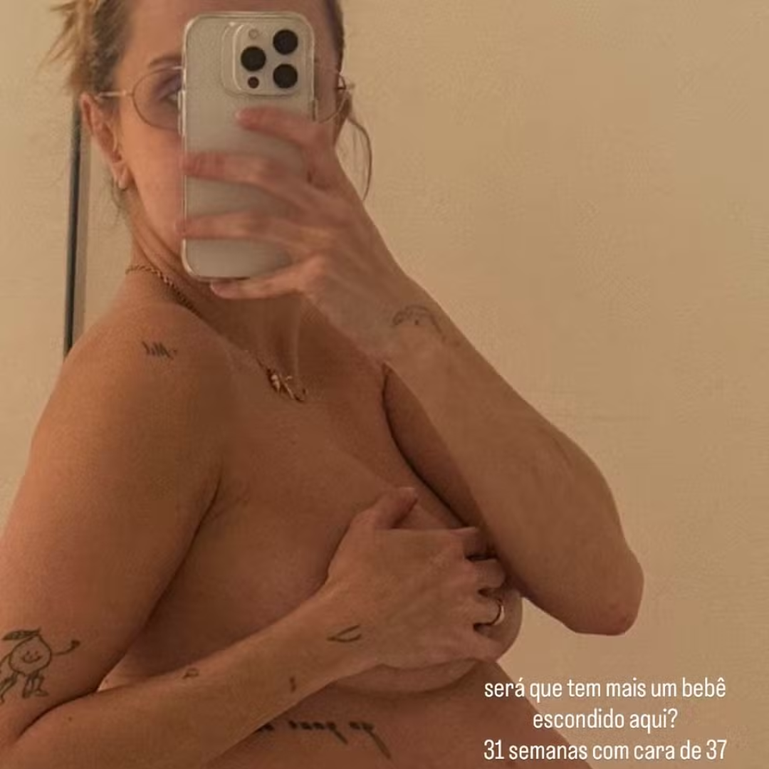 Grávida do terceiro filho, Isa Scherer exibe barrigão e brinca: “31 semanas com cara de 37”