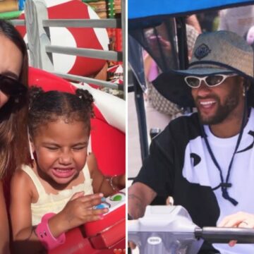 Neymar curte dia de parque com Bruna Biancardi e os filhos após eliminação na Copa; veja