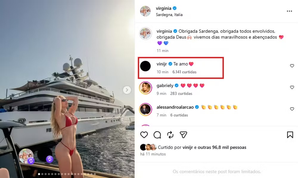 Vini Jr. se declara para Virginia Fonseca após viagem à Itália: “Te amo”