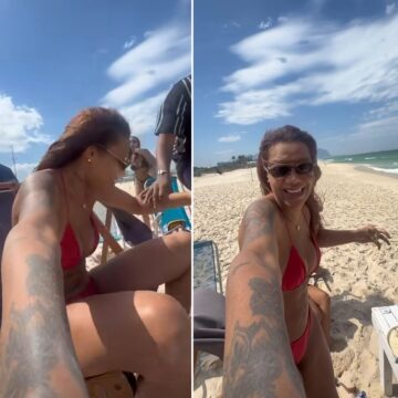 Ludmilla e Brunna Gonçalves vivem perrengue na praia do Rio; veja vídeo