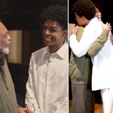 Gilberto Gil conhece Gui Ventura, ator que o interpreta no musical ‘Andar com Fé’