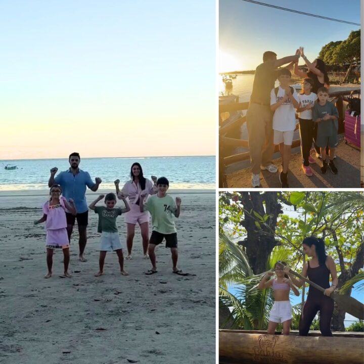 Felipe Simas curte viagem em família no litoral sul da Bahia; veja vídeo