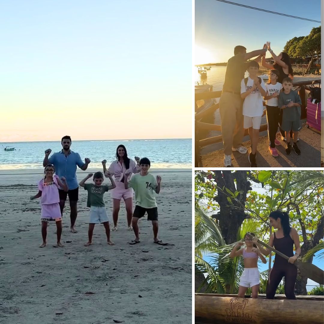 Felipe Simas curte viagem em família no litoral sul da Bahia; veja vídeo