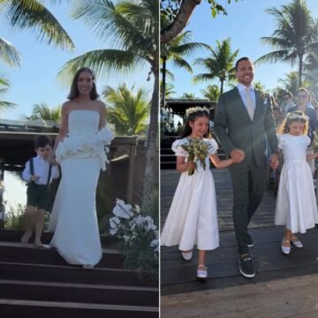 Filhos de Fabiana Justus e Bruno Levi D’Ancona acompanham os pais ao altar em renovação de votos; veja