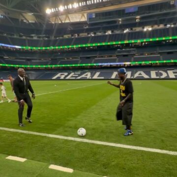 Vini Jr. joga bola com ator famoso no campo do Real Madrid e recebe elogio: ‘A Lenda’