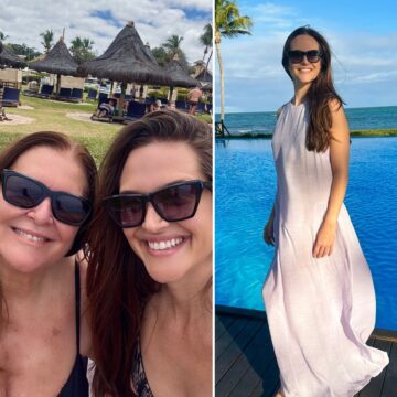 Juliana Paiva abre álbum de fotos em Praia do Forte: “Na Bahia com mainha”
