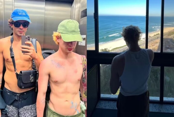 Após término com Marina Sena, Juliano Floss curte praia ao lado de Lucca Picon
