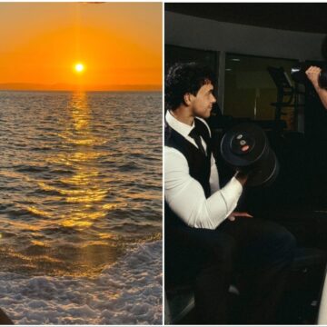 Victor Alexandre aproveita pôr do sol na Bahia um dia antes de casar com musa fitness dominicana