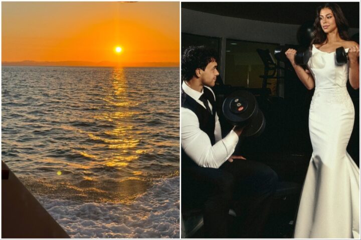 Victor Alexandre aproveita pôr do sol na Bahia um dia antes de casar com musa fitness dominicana