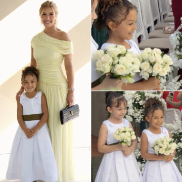 Filha de Lore Improta e Léo Santana encanta ao estrear como daminha de casamento; veja