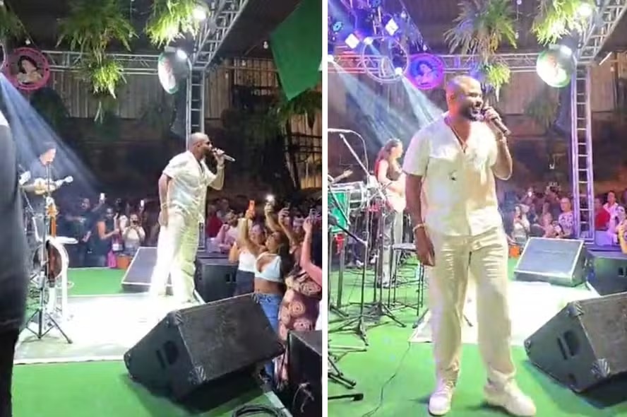 Arlindinho faz show após término polêmico com Erika Januza e canta: ‘Chora’