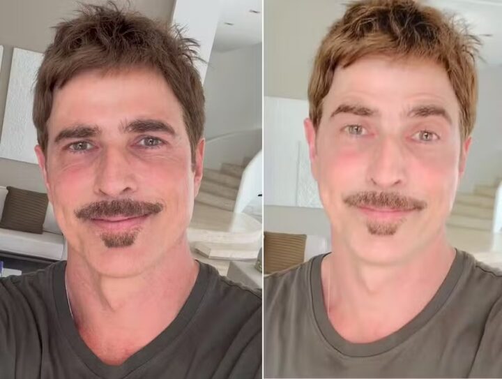 Após mudança radical de visual aos 53 anos, Reynaldo Gianecchini surge de ‘bigodinho’ e ganha elogios: ‘Cara de menino’