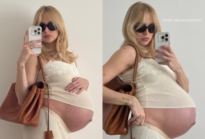 Na reta final da gravidez, filha de Xuxa impressiona com barrigão: ‘Vai sair mais um no parto’