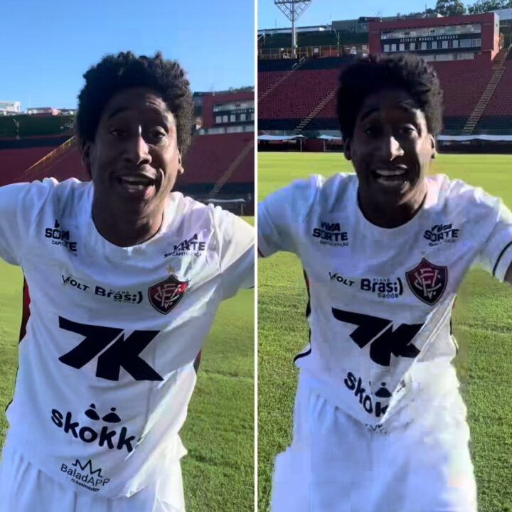 Evaldo Macarrão, o Bará de ‘Coração Acelerado’, visita Barradão e recebe homenagem do Vitória