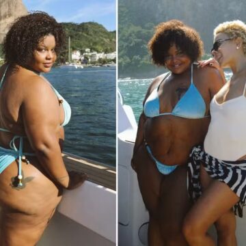 Com 65kg a menos, MC Carol surge de biquíni com Bella Campos em passeio de lancha