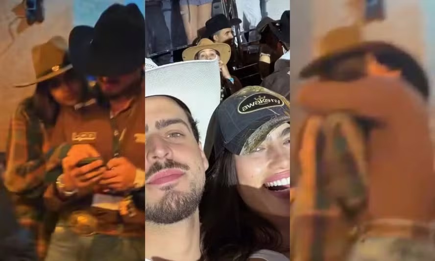 Após treta com Ana Castela, Jon Vlogs troca beijos com modelo internacional em Barretos