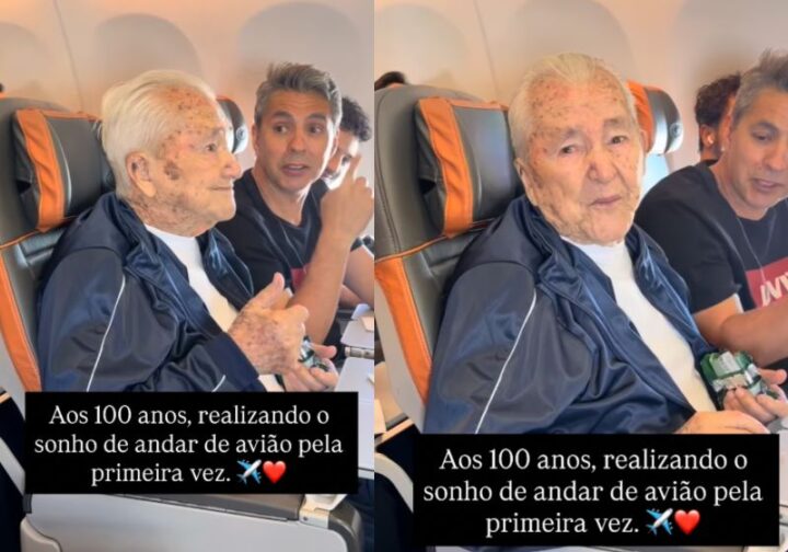 Avô anda de avião pela primeira vez aos 100 anos e agora vai realizar outro sonho: conhecer o mar