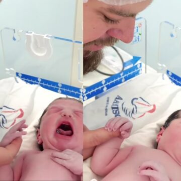 Bebê recém-nascida ouve a voz do pai e para de chorar; veja vídeo