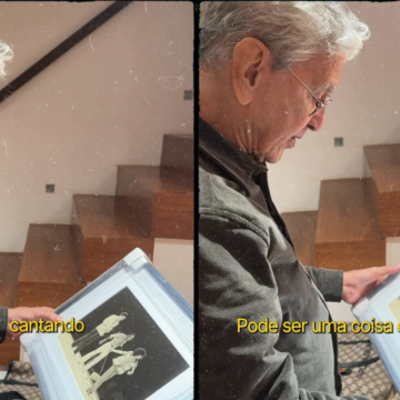 “Linda foto”: Caetano se emociona ao ganhar presente de fã e relembrar encontro com Milton e Chico