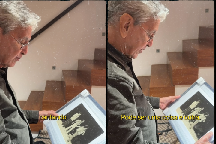 “Linda foto”: Caetano se emociona ao ganhar presente de fã e relembrar encontro com Milton e Chico