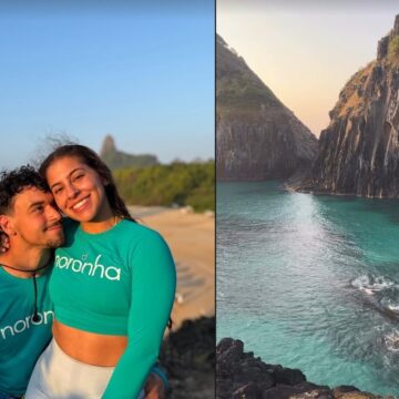 Victor Alexandre e esposa aproveitam lua de mel em Fernando de Noronha