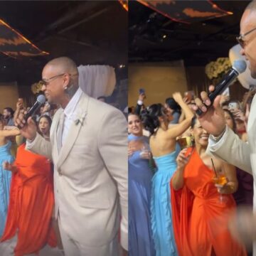 Léo Santana solta a voz em festa de casamento de amigos; confira vídeo