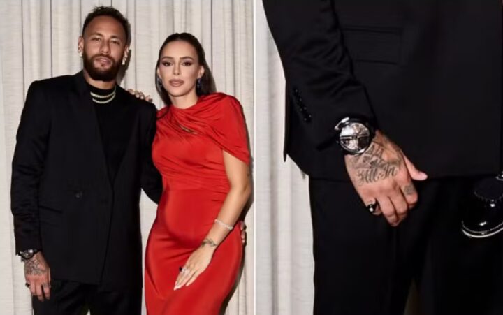 Neymar usa relógio que custa R$ 2 milhões inspirado no filme “O Poderoso Chefão” em seu leilão beneficente; veja fotos