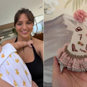 Filha de Rafa Kalimann e Nattan completa 7 meses e ganha look no estilo cowgirl; veja