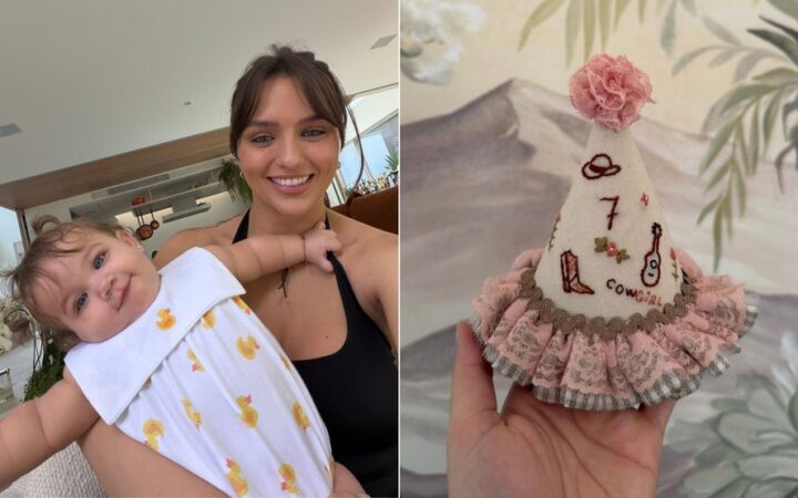 Filha de Rafa Kalimann e Nattan completa 7 meses e ganha look no estilo cowgirl; veja