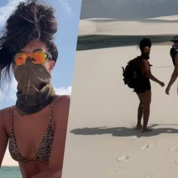 Um mês após assumirem namoro, Filipe Bragança e Ramille curtem férias nos Lençóis Maranhenses e fazem trekking de 50km