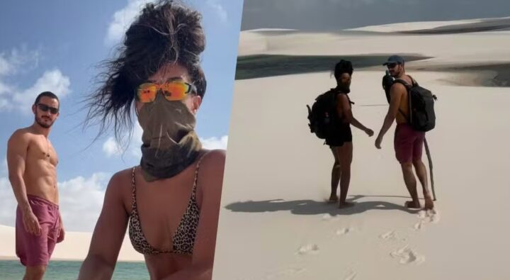 Um mês após assumirem namoro, Filipe Bragança e Ramille curtem férias nos Lençóis Maranhenses e fazem trekking de 50km
